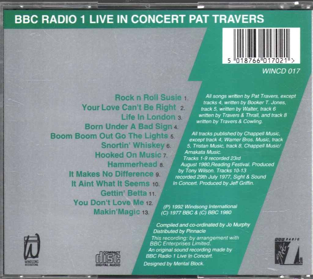 Pat Travers Band - BBC Radio 1 Live In Concert - Cd