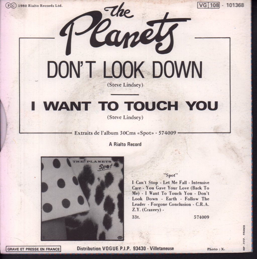 Planets (Synth Pop/New Wave Group) - Don't Look Down - 7 Inch