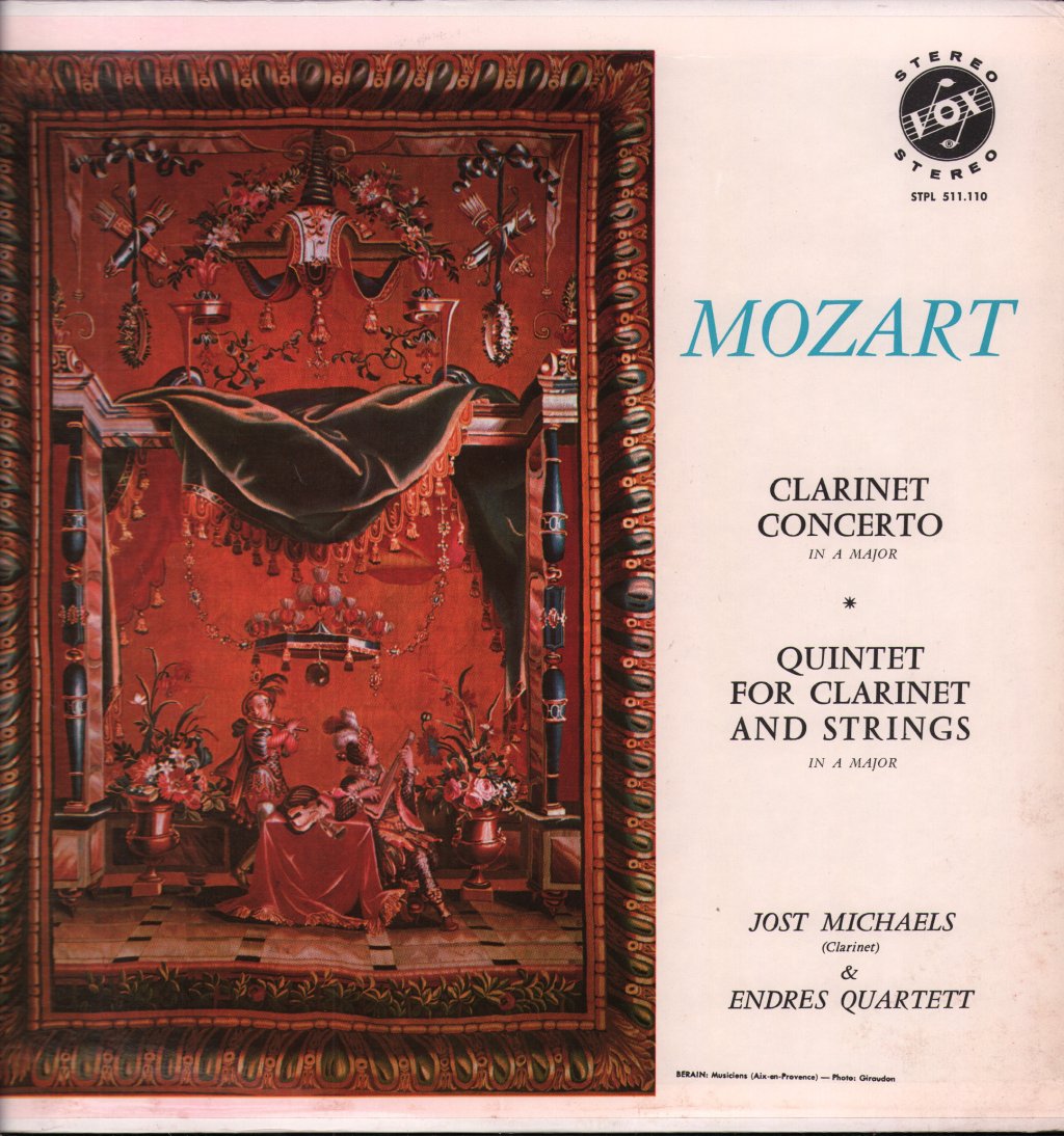 Jost Michaels & Endres Quartett - Mozart - Clarinet Concerto In A Major / Quintet For Clarinet And Strings In A Major - Lp