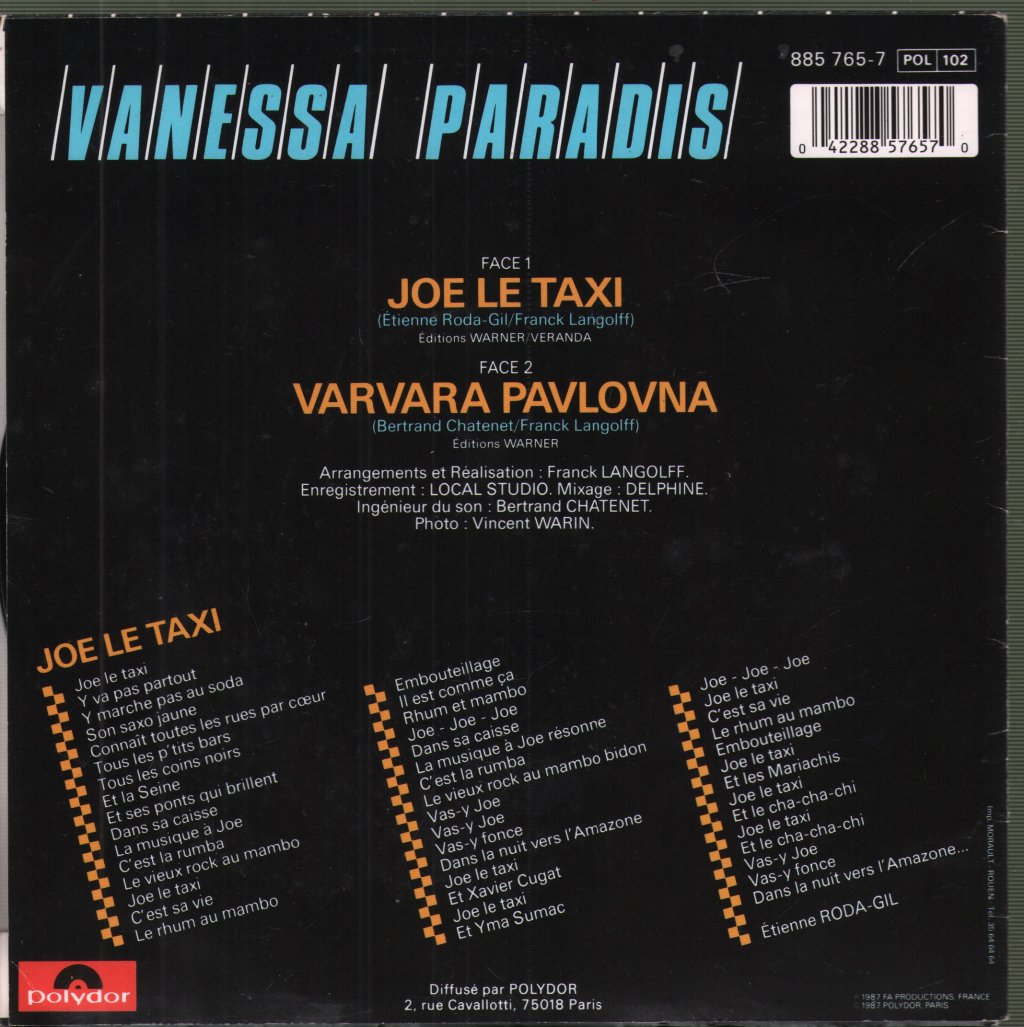 Vanessa Paradis - Joe Le Taxi - 7 Inch