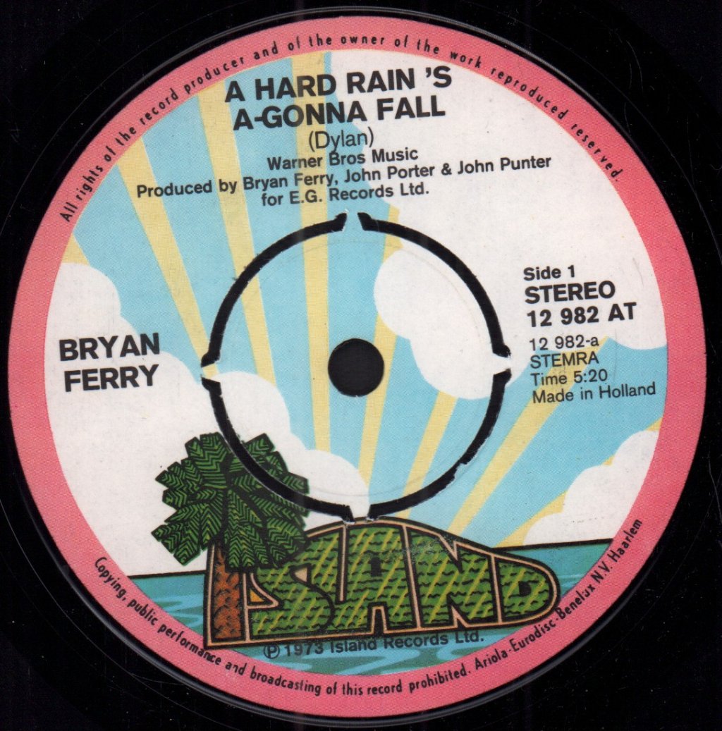 Bryan Ferry - A Hard Rain's A-Gonna Fall - 7 Inch