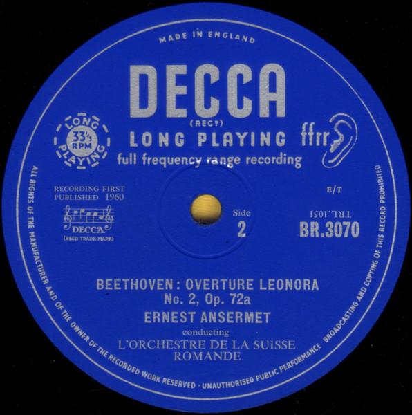 L'Orchestre De La Suisse Romande - beethoven Grosse Fuge / 'Leonora' No.2 Overture - 10 Inch