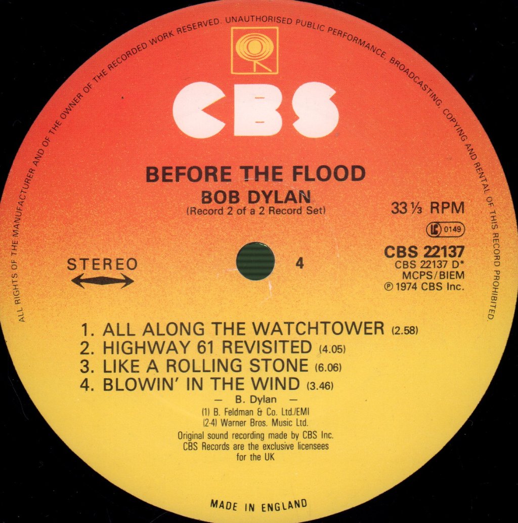 Bob Dylan and The Band - Before The Flood - Double Lp