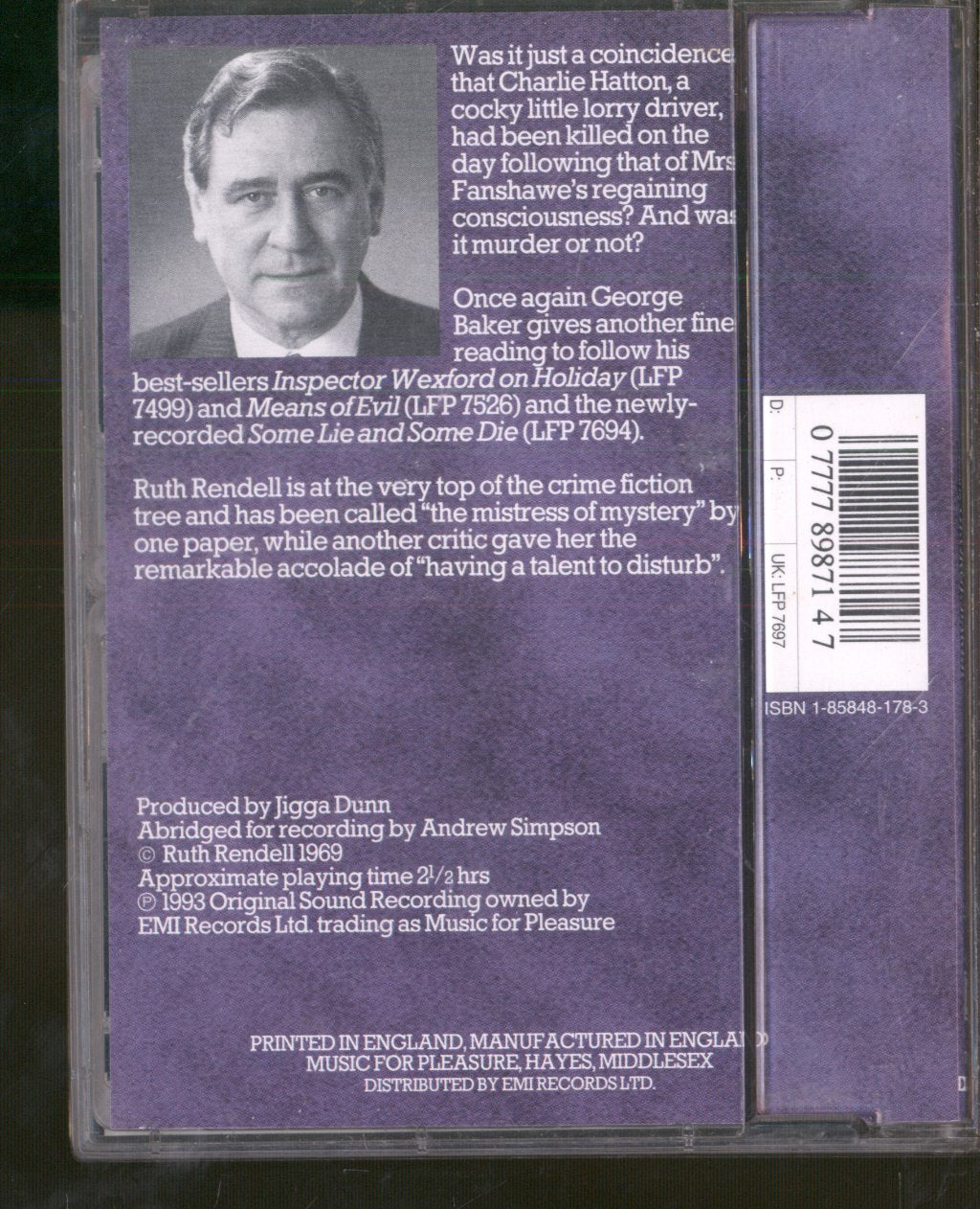 George Baker - RUTH RENDELL - The Best Man to Die - Double Cassette