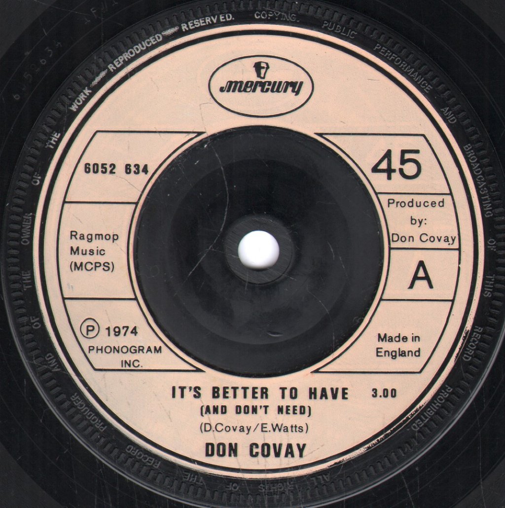 Don Covay - It's Better To Have - 7 Inch