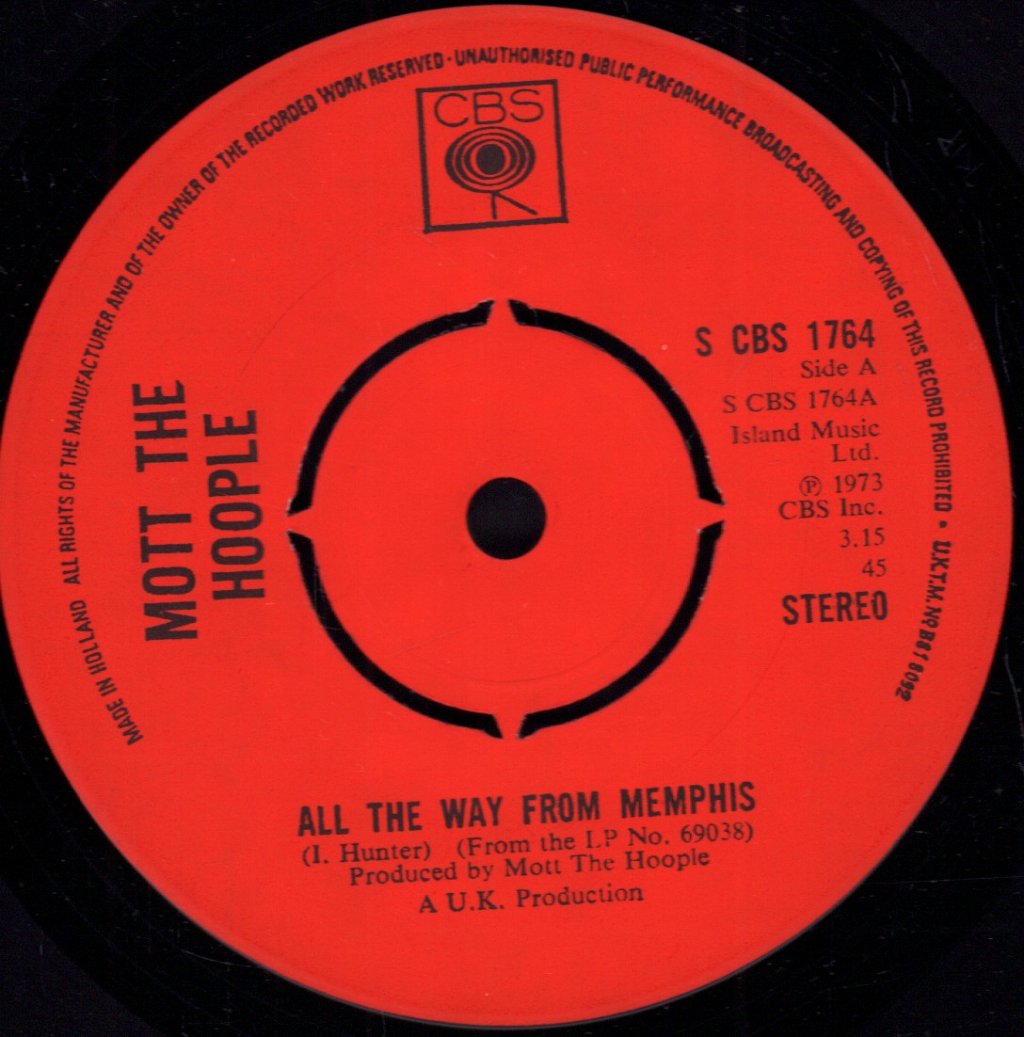 Mott The Hoople - All The Way From Memphis - 7 Inch