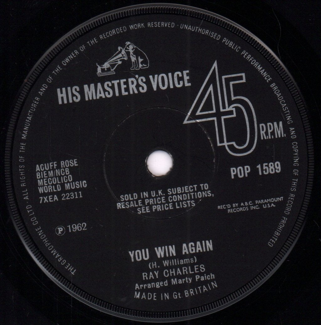 Ray Charles - You Win Again - 7 Inch