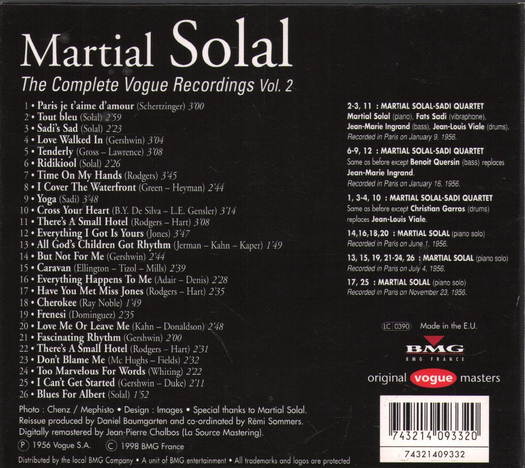 Martial Solal - Complete Vogue Recordings - Vol. 2 - Cd