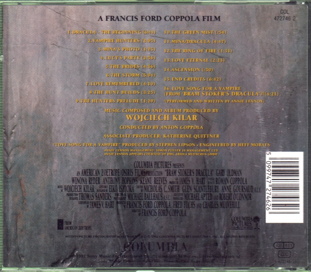 Wojciech Kilar - Bram Stoker's Dracula (Original Motion Picture Soundtrack) - Cd