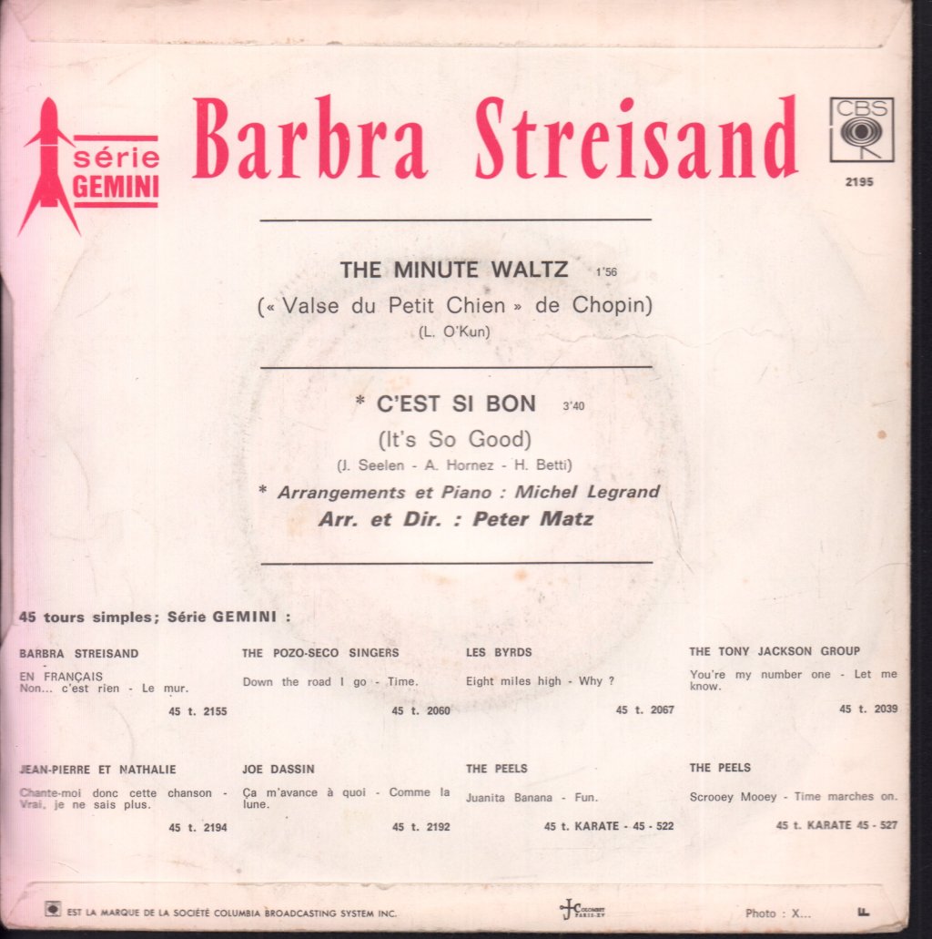 Barbra Streisand - Minute Waltz - 7 Inch