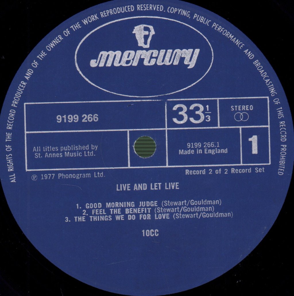 10cc - Live And Let Live - Double Lp