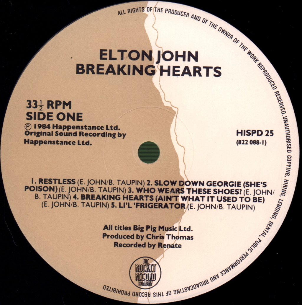 Elton John - Breaking Hearts - Lp
