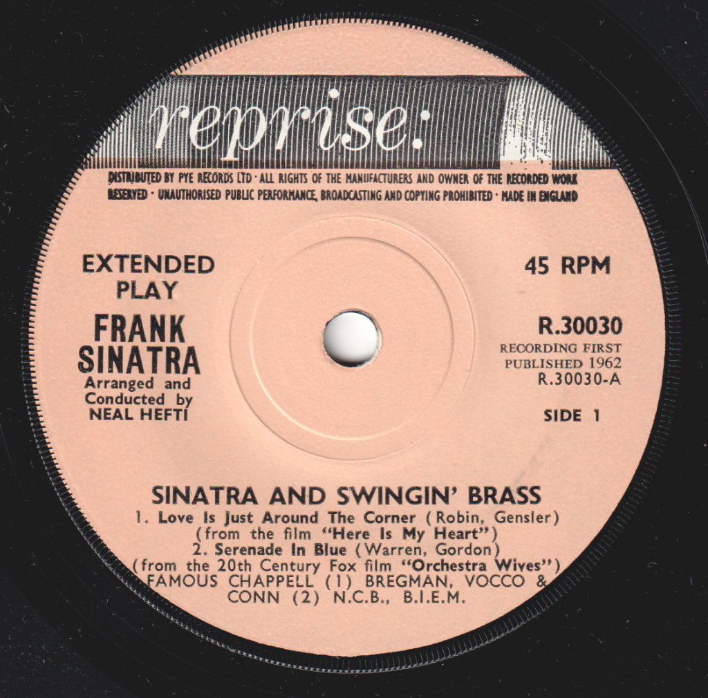 Frank Sinatra - Sinatra And Swingin' Brass - 7 Inch