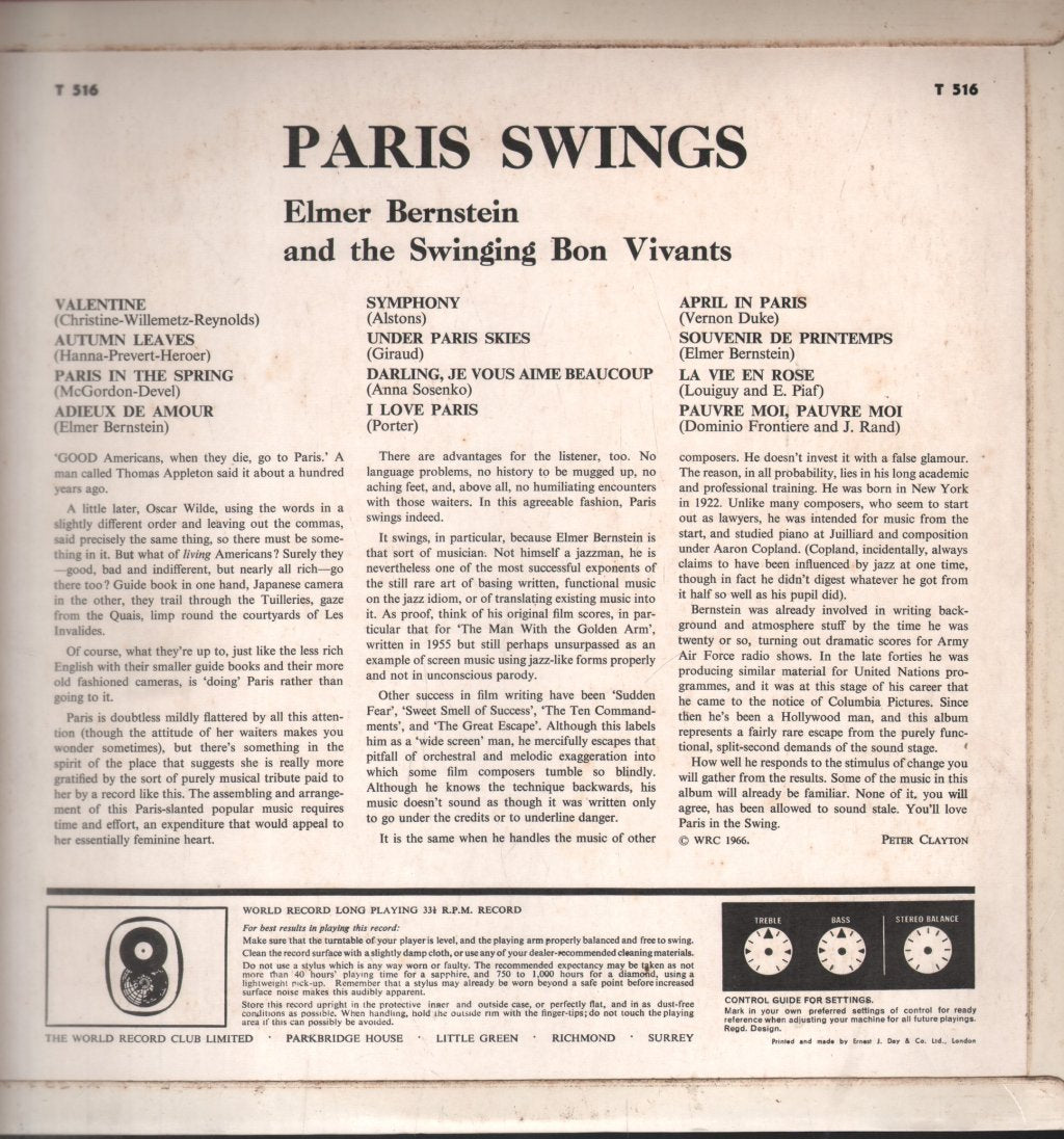 Elmer Bernstein - Paris Swings - Lp