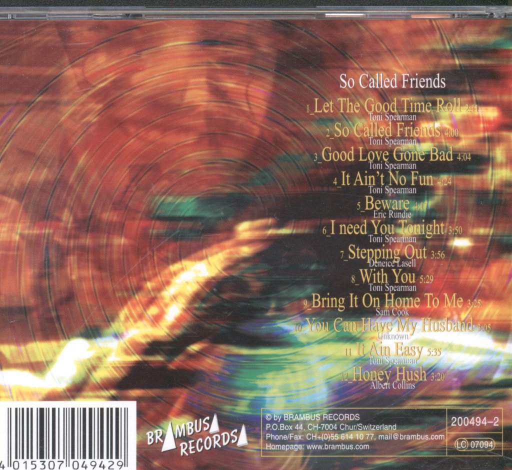 Toni Spearman - So Called Friends - Cd