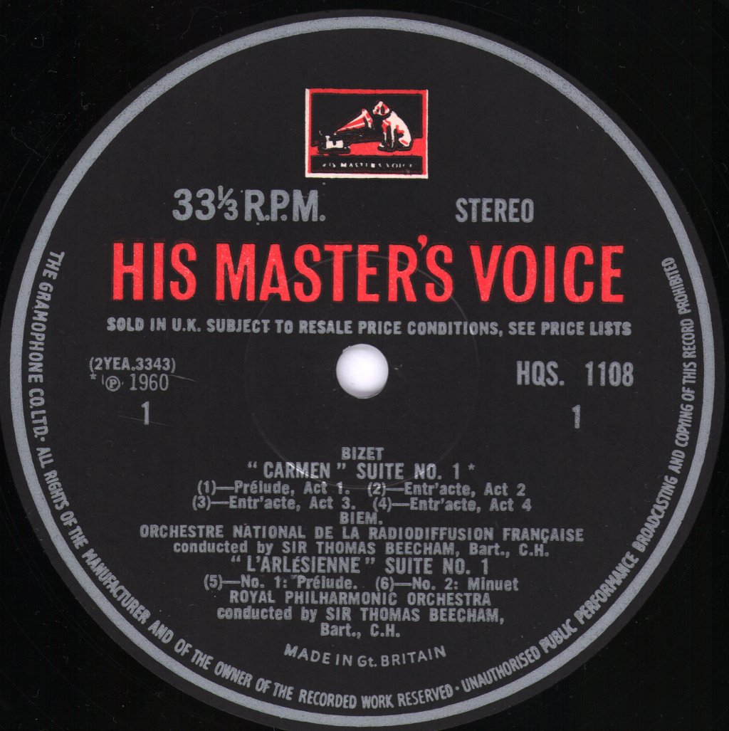 Sir Thomas Beecham / Orchestre National De France / Royal Philharmonic Orchestra - Beecham Legacy Volume 1 - Bizet - Carmen & L'Arlesienne Suites - Lp
