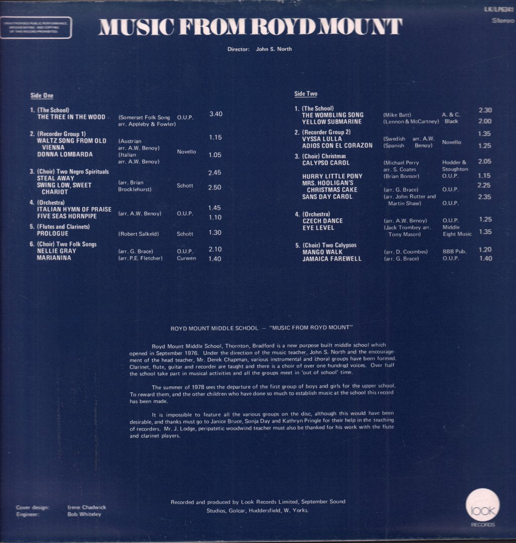 royd mount middle school - music from royd mount - Lp