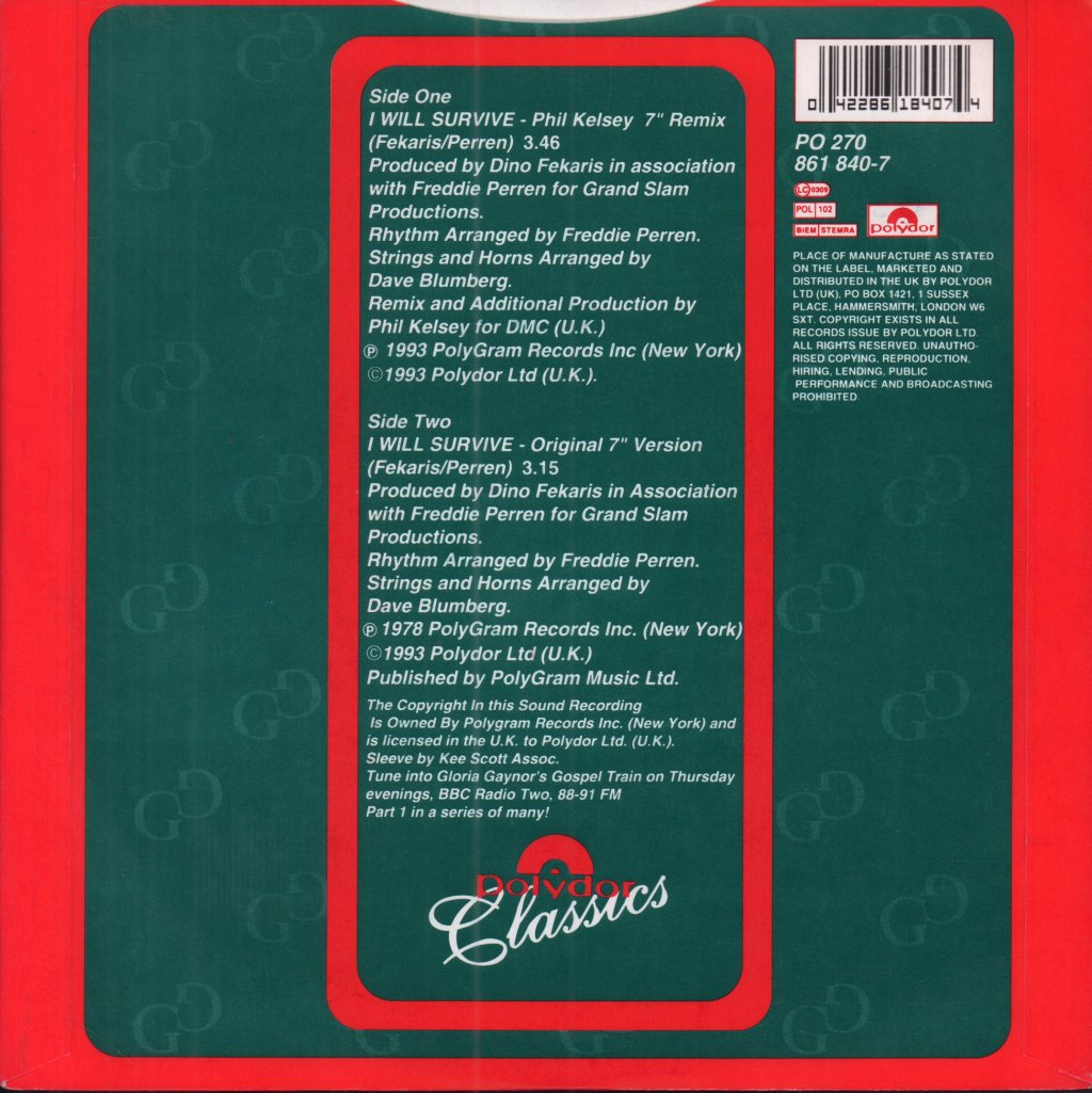 Gloria Gaynor - I Will Survive - 7 Inch