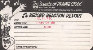 Mud - Lean On Me - Card