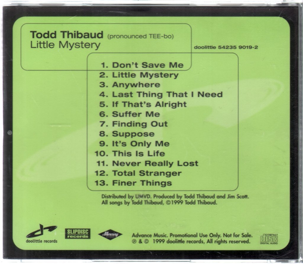 Todd Thibaud - Little Mystery - Cd