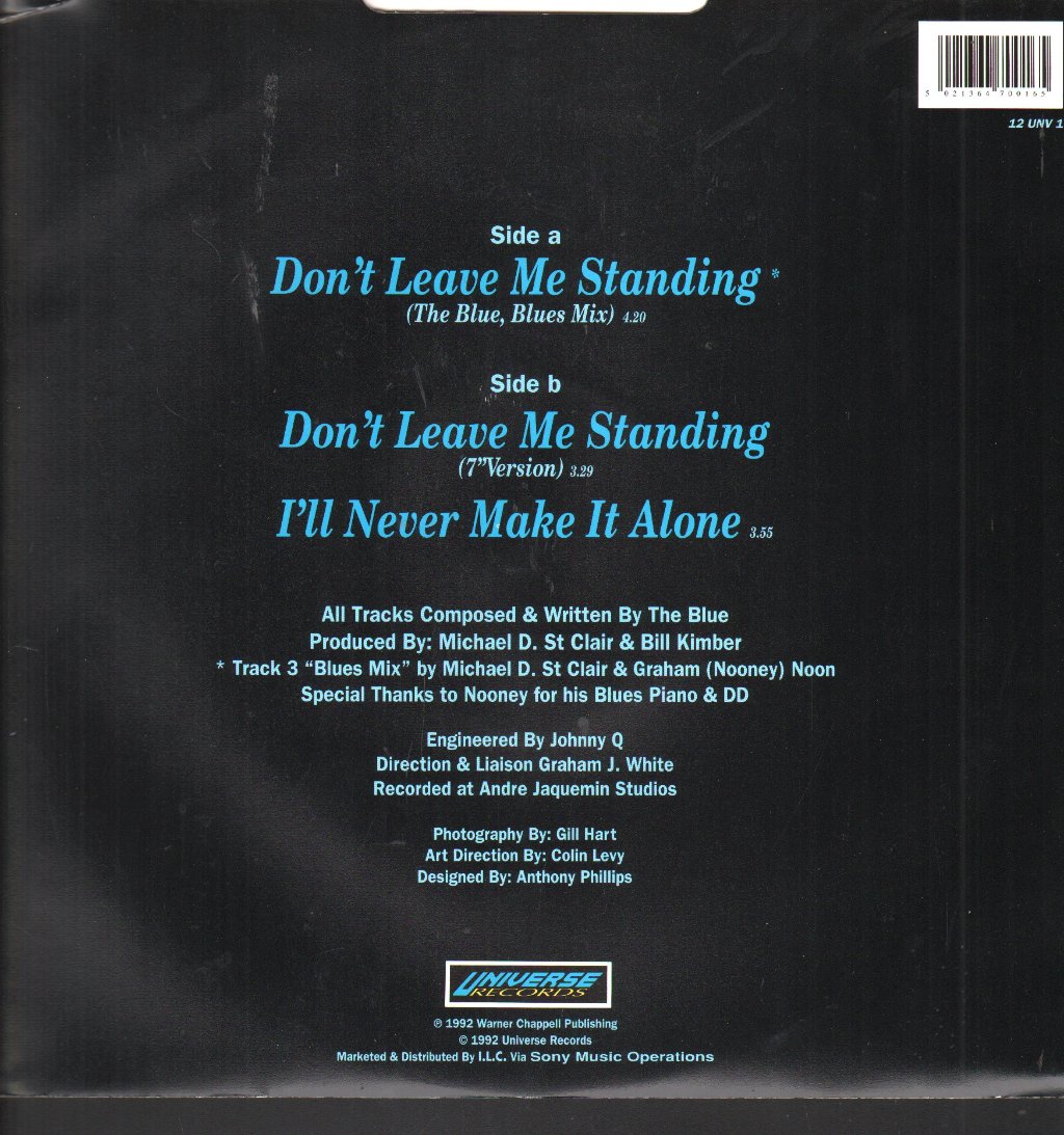 Blue (90'S Artist) - Don't Leave Me Standing - 12 Inch