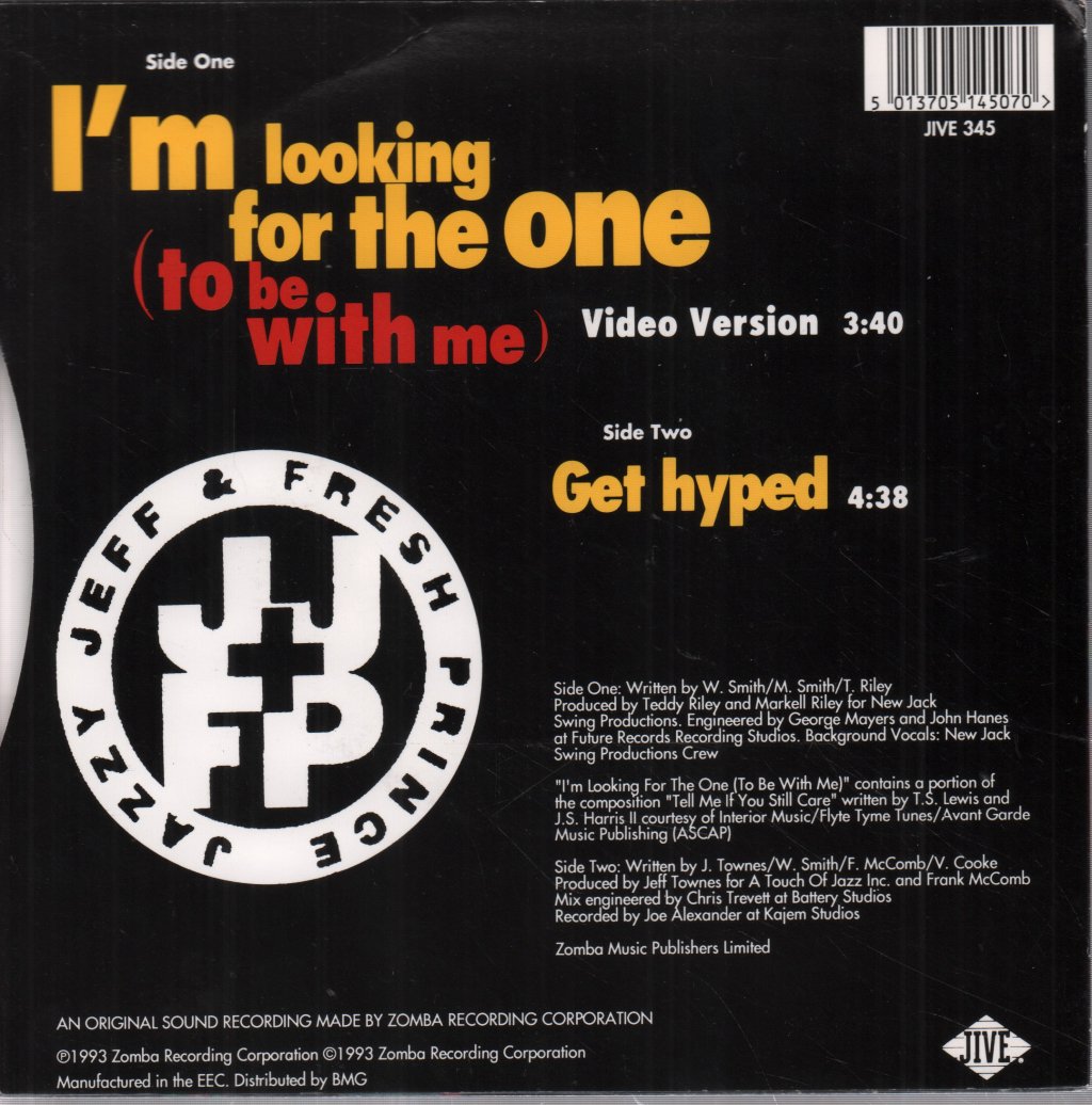 Jazzy Jeff And The Fresh Prince - I'm Looking For The One - 7 Inch