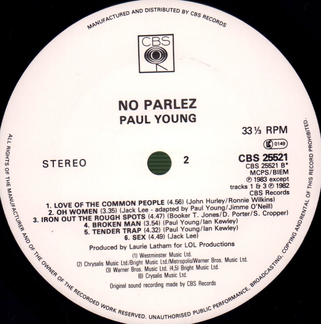 Paul Young - No Parlez - Double Lp