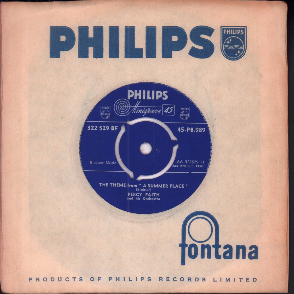 Percy Faith - Theme From A Summer Place - 7 Inch