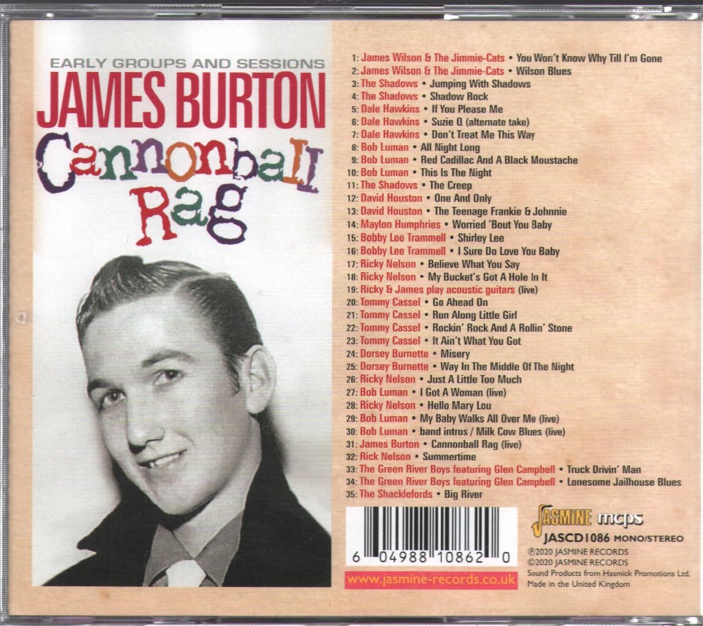 Various Artists - James Burton : Cannonball Rag - Early Groups And Sessions - Cd