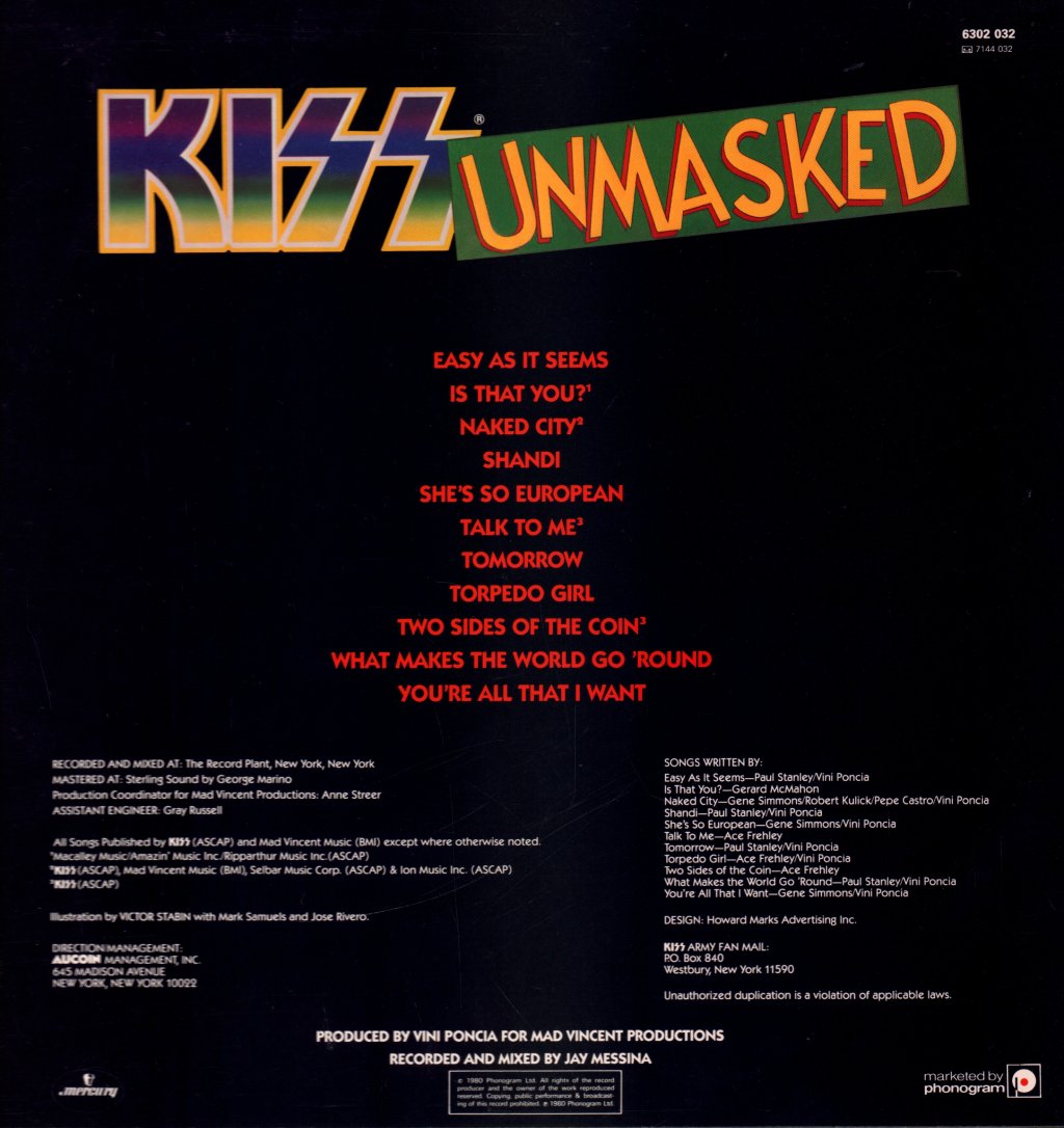 Kiss - Unmasked - Lp