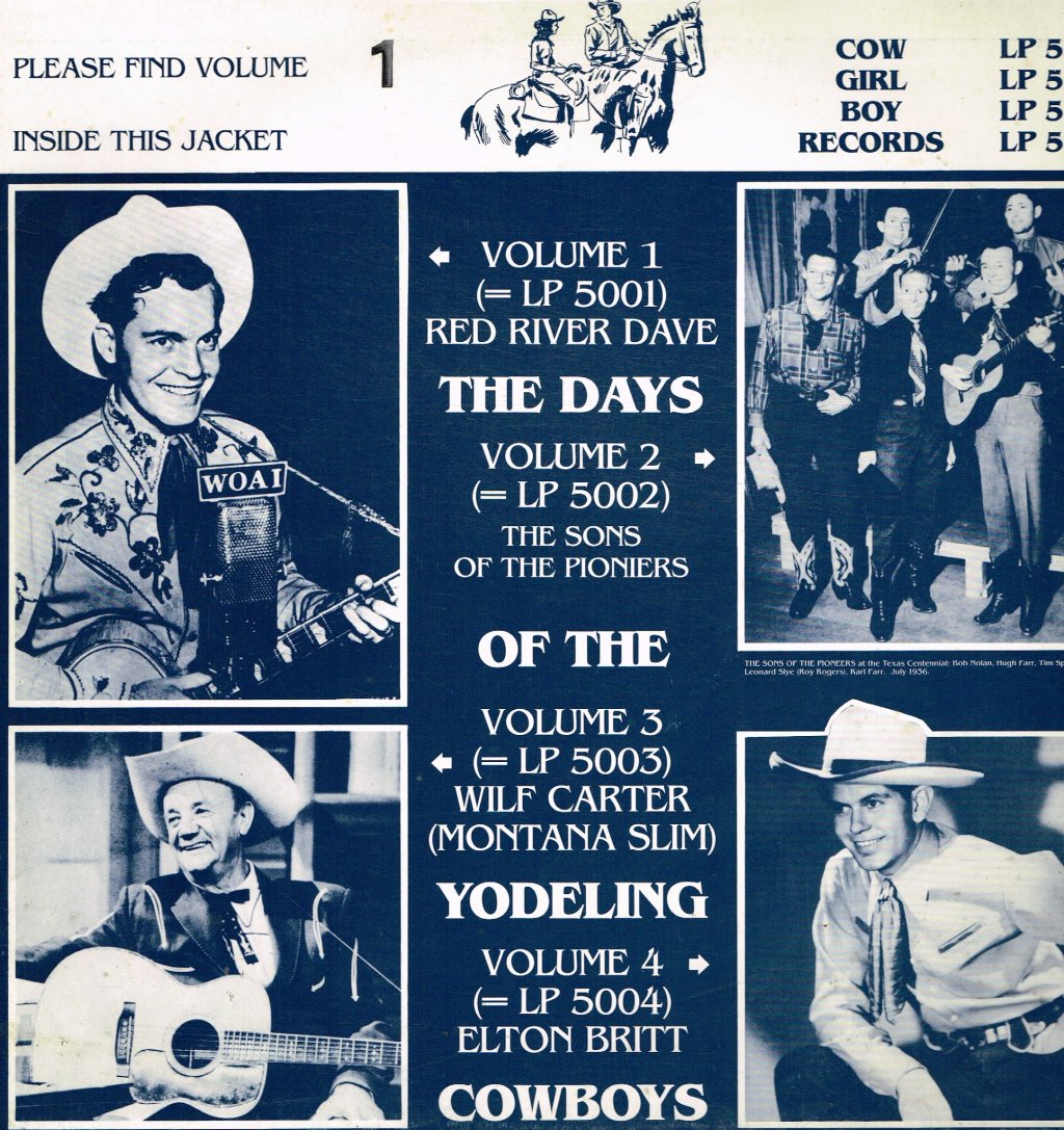 Red River Dave - Days Of The Yodeling Cowboys Volume 1 - Lp