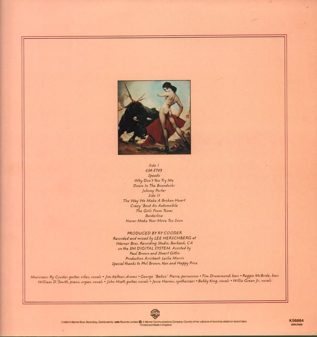 Ry Cooder - Borderline - Lp