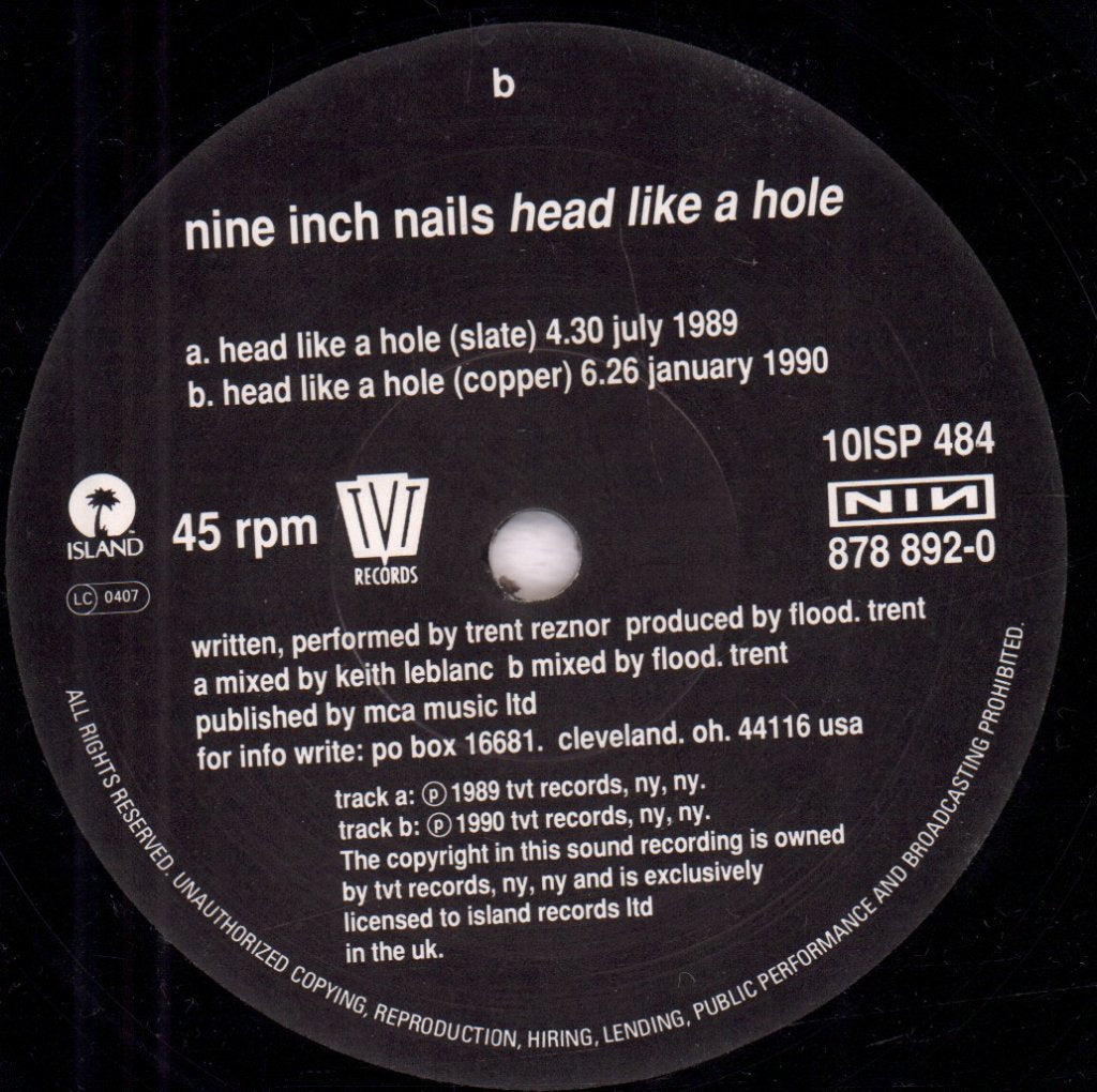 Nine Inch Nails - Head Like A Hole - 10 Inch