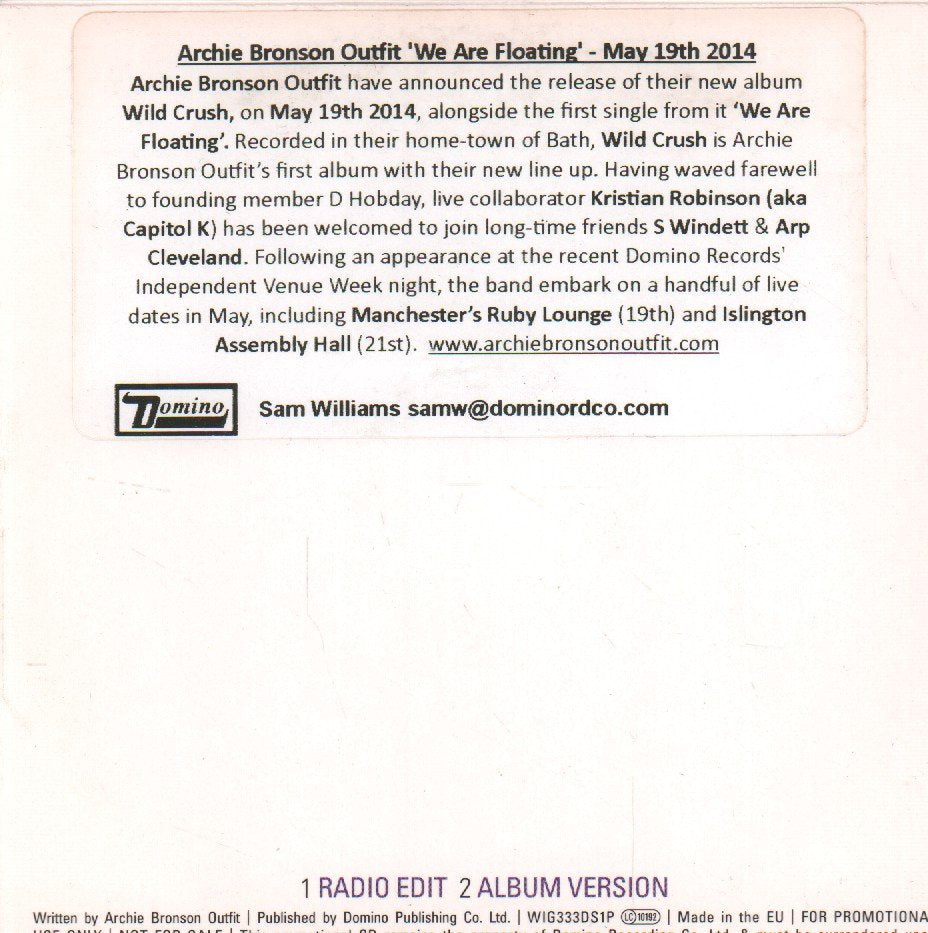 Archie Bronson Outfit - We Are Floating - Cd