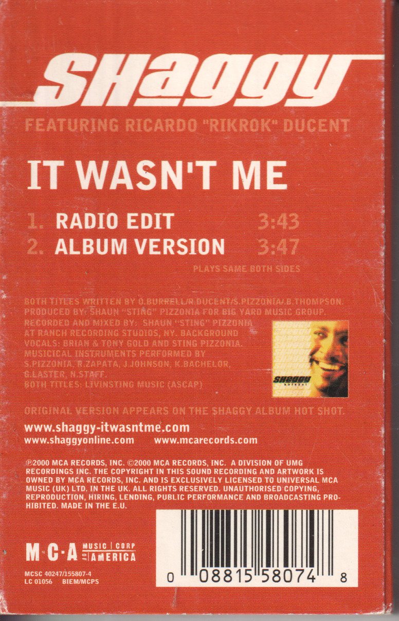 Shaggy - It Wasn't Me - Cassette