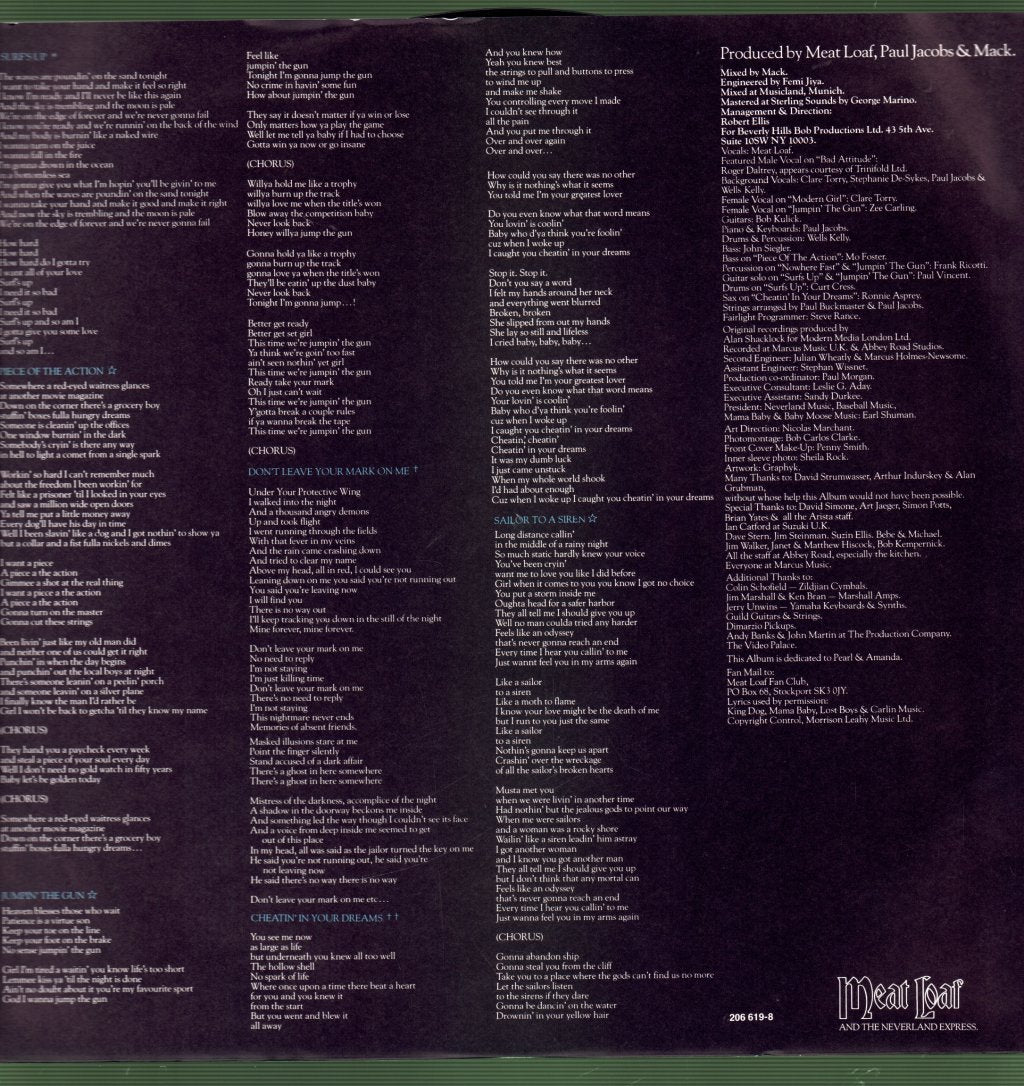 Meat Loaf - Bad Attitude - Lp