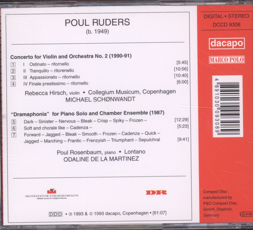 Odaline De La Martinez - Poul Ruders - Violin Concerto No. 2 "Dramaphonia" - Cd