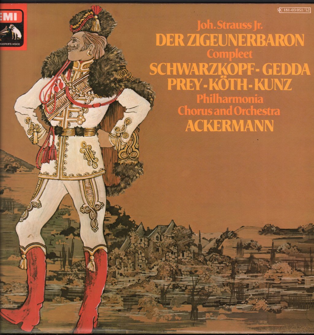 Elisabeth Schwarzkopf / Nicolai Gedda / Hermann Prey / Philharmonia Chorus & Orchestra / Otto Ackermann - Johann Strauss Jr. - Der Zigeunerbaron - Compleet - Double Lp