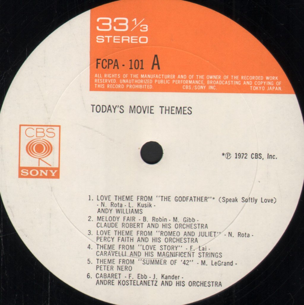 Various Artists - Today's Movie Themes - Lp