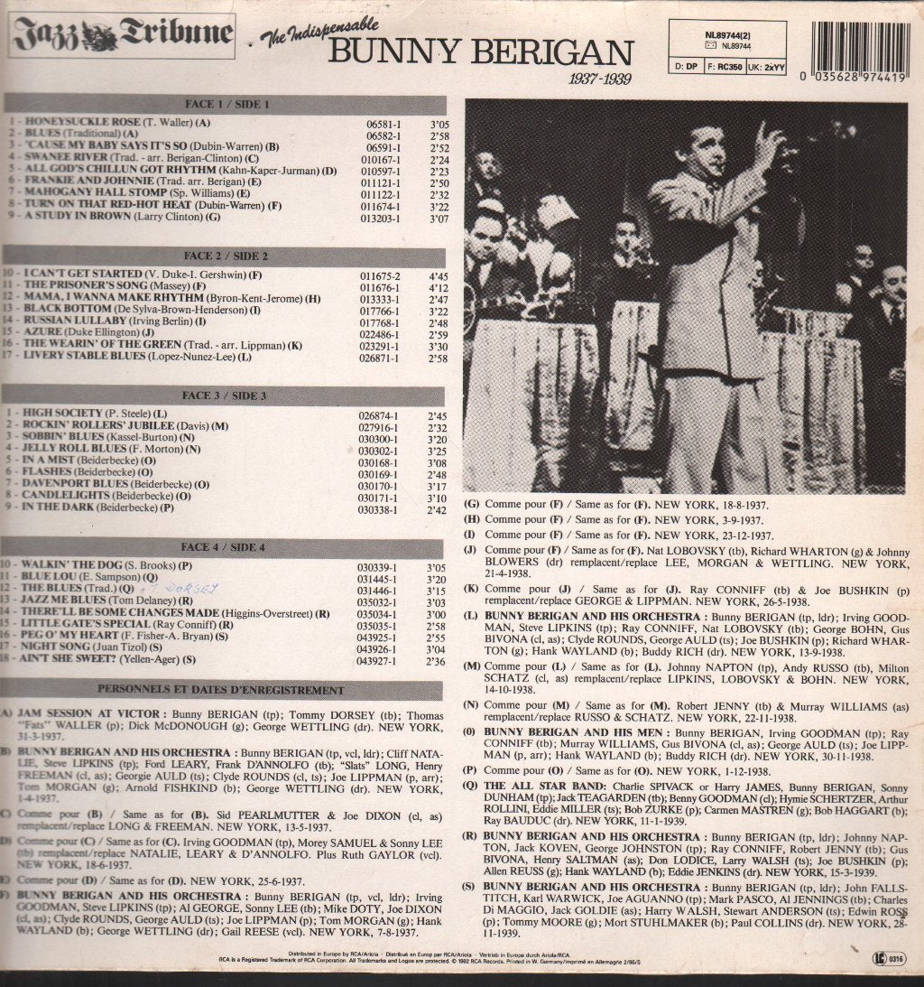 Bunny Berigan - Indispensable Bunny Berigan - Double Lp
