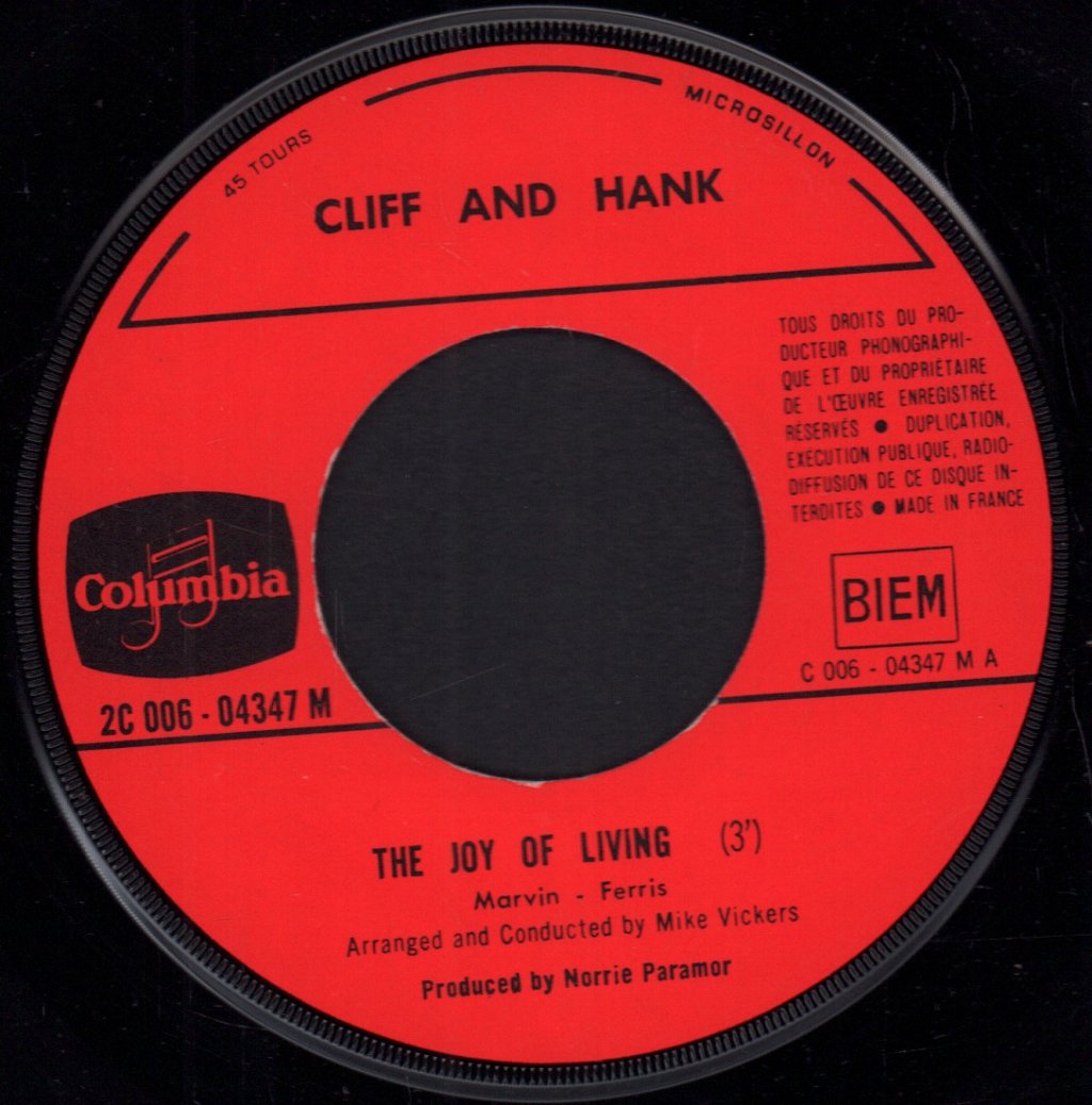 Cliff And Hank (Cliff Richard and Hank Marvin) - Joy Of Living - 7 Inch
