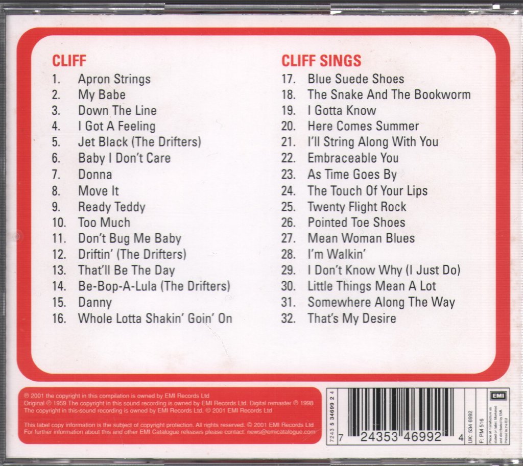 Cliff Richard - Cliff & Cliff Sings - Cd