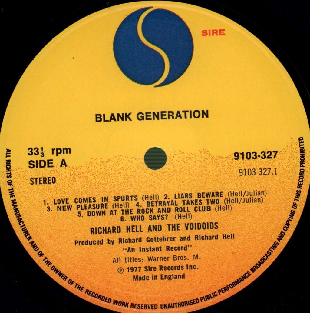 Richard Hell And The Voidoids - Blank Generation - Lp