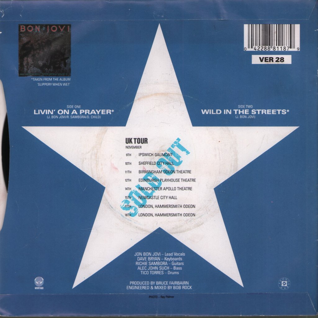 Bon Jovi - Livin' On A Prayer - 7 Inch