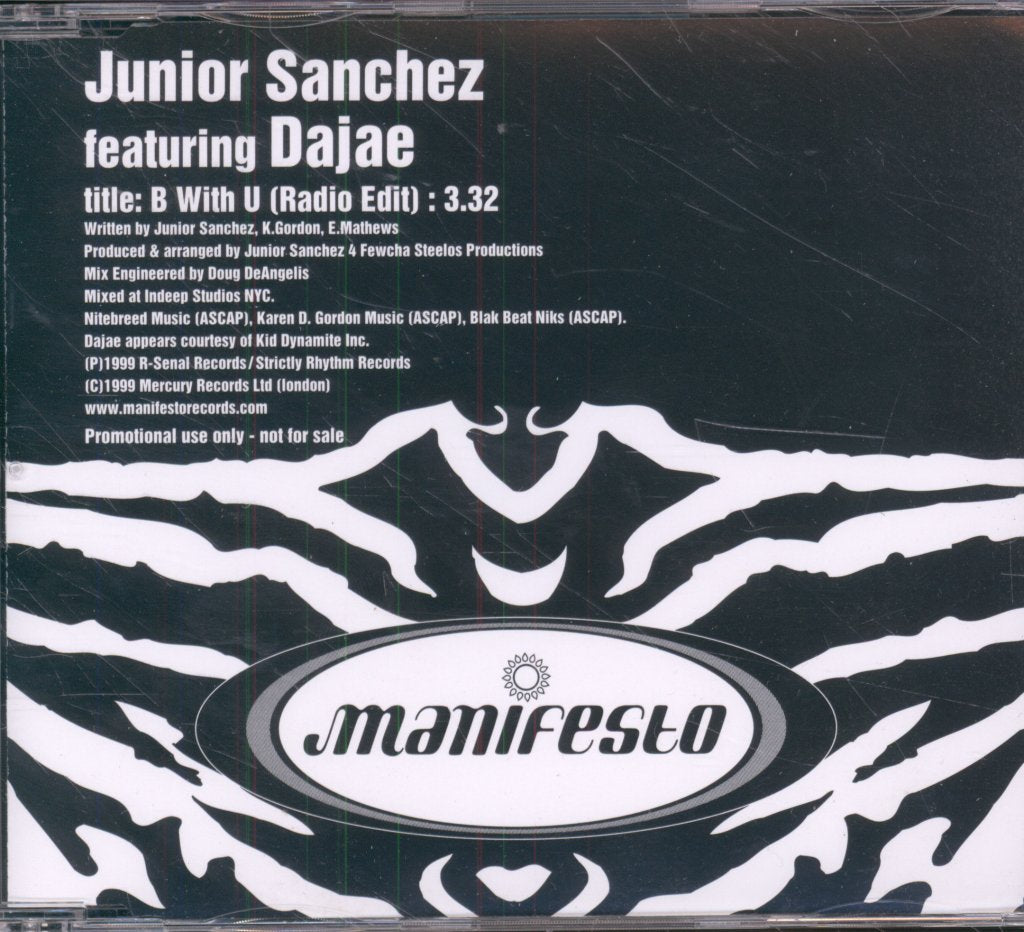 Junior Sanchez Featuring Dajae - B With U - Cd