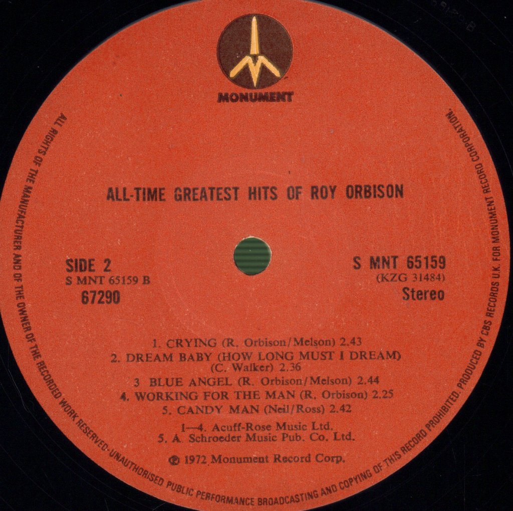 Roy Orbison - All Time Greatest Hits - Double Lp