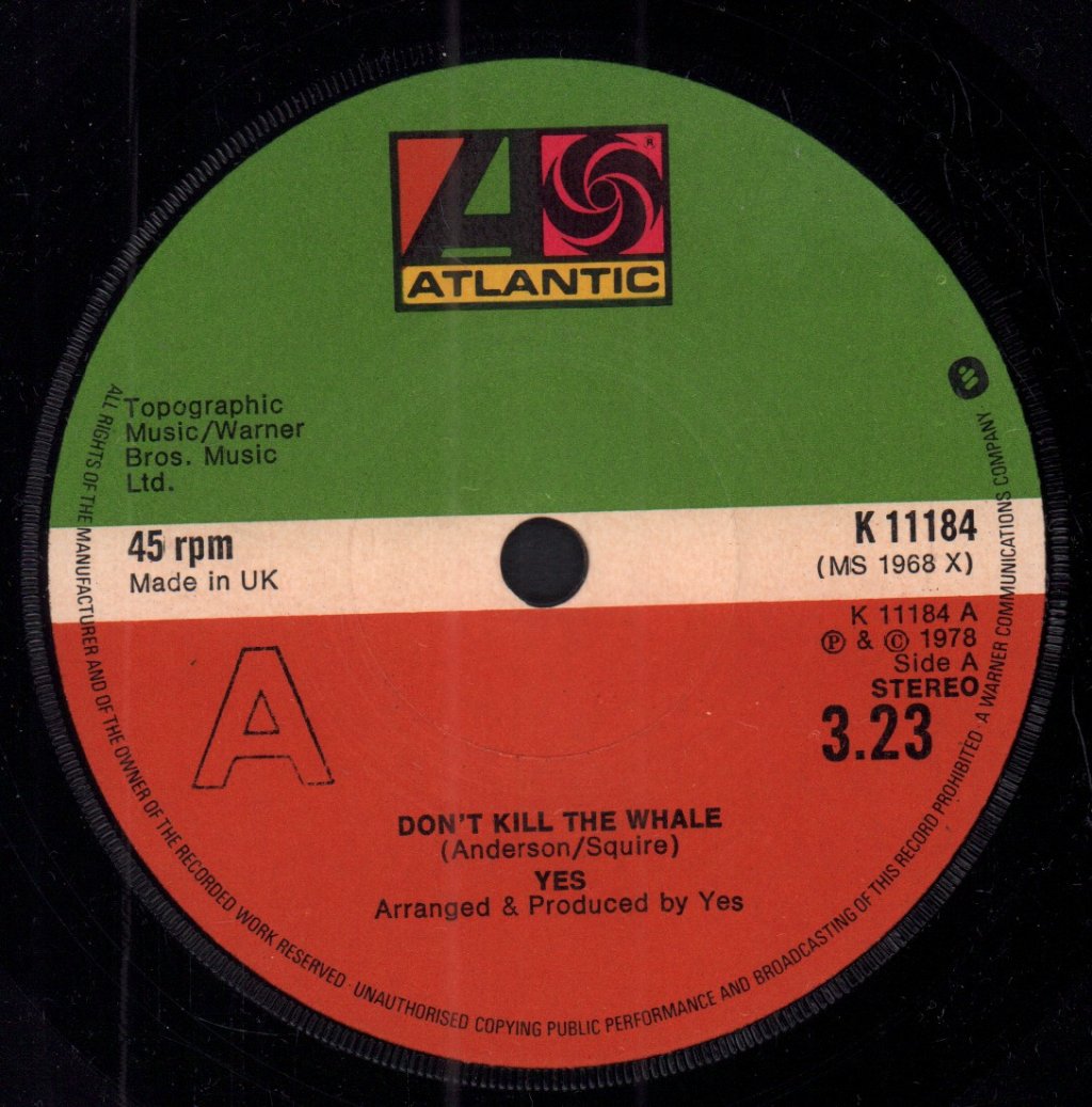 Yes - Don't Kill The Whale - 7 Inch