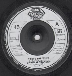 David Alexander - Taste The Wine - 7 Inch