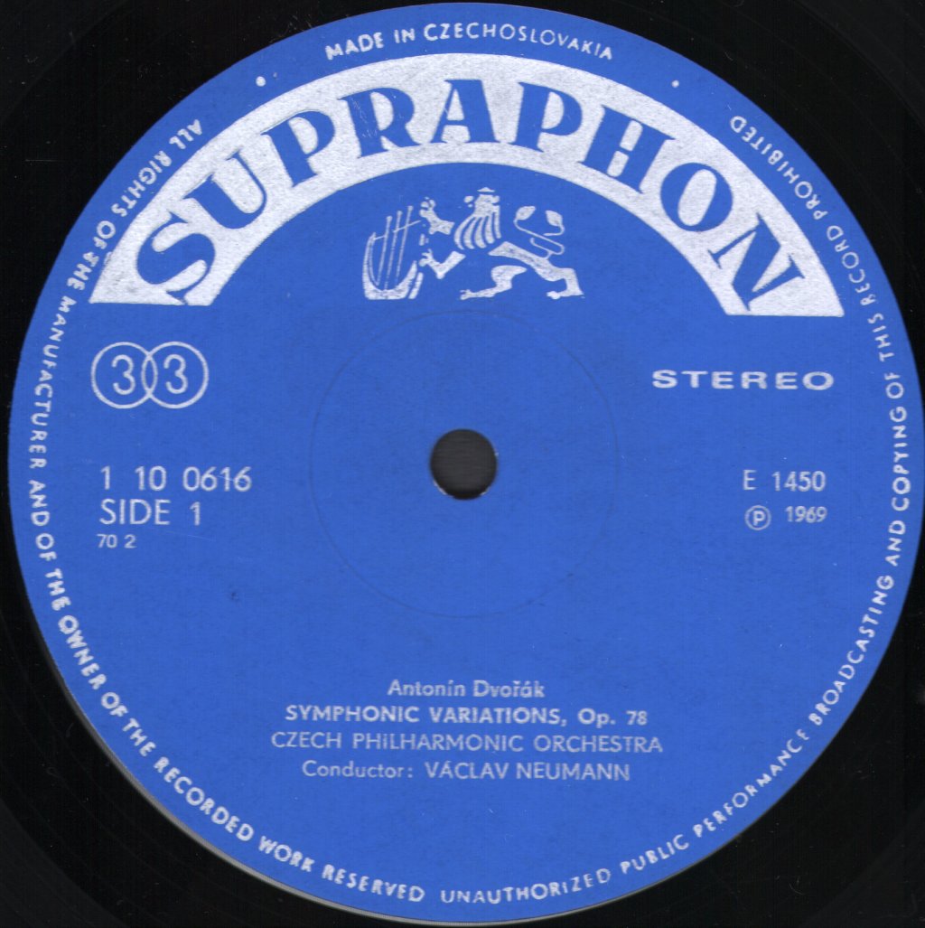 Vaclav Neumann / Czech Philharmonic Orchestra - Dvorak - Symphonic Variations / Scherzo Capriccioso / Nocturno - Lp