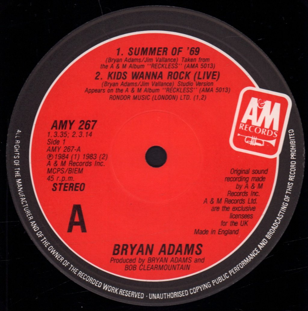Bryan Adams - Summer Of 69 - 12 Inch